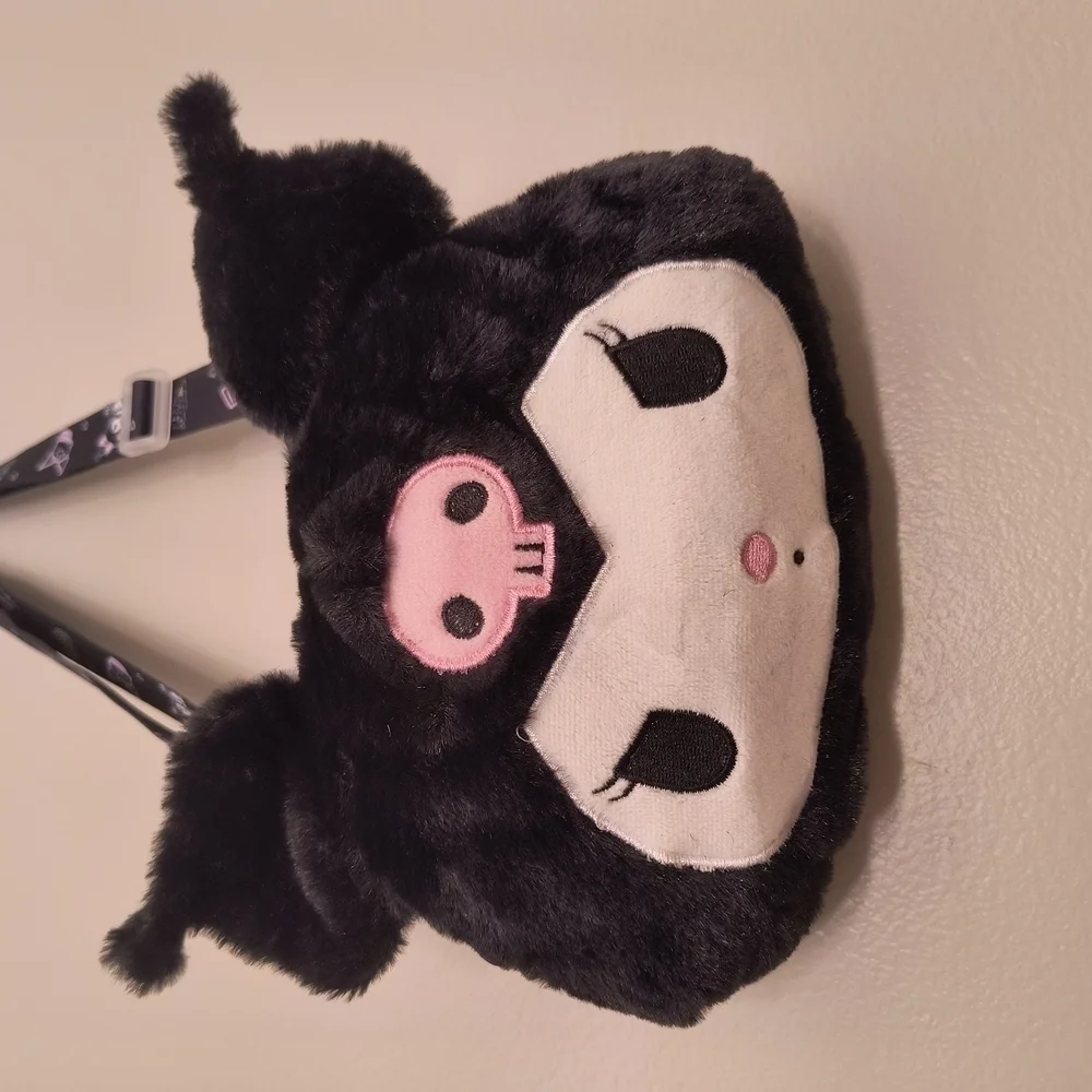 Black and Pink Plush Panda Backpack